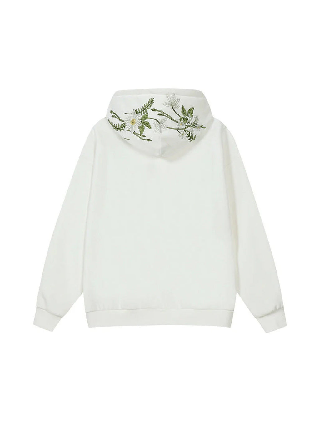 Floral Wreath Customized Embroidered White Hoodie (Hood)